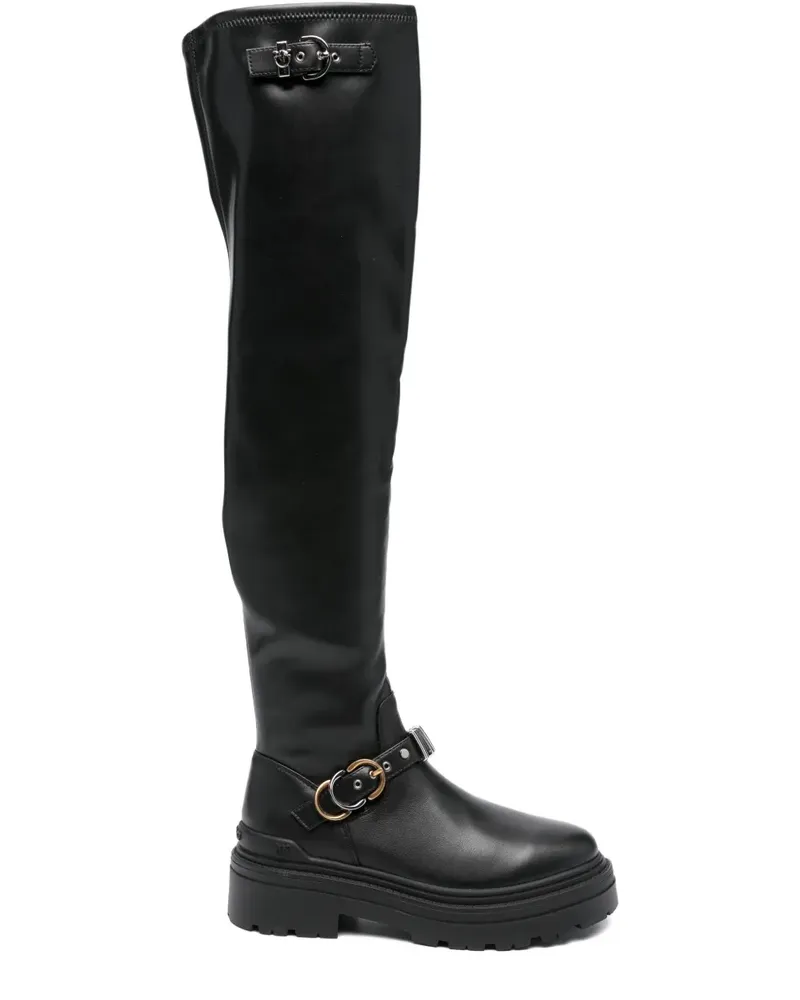 Pinko Stiefel mit Schnalle - Schwarz Schwarz