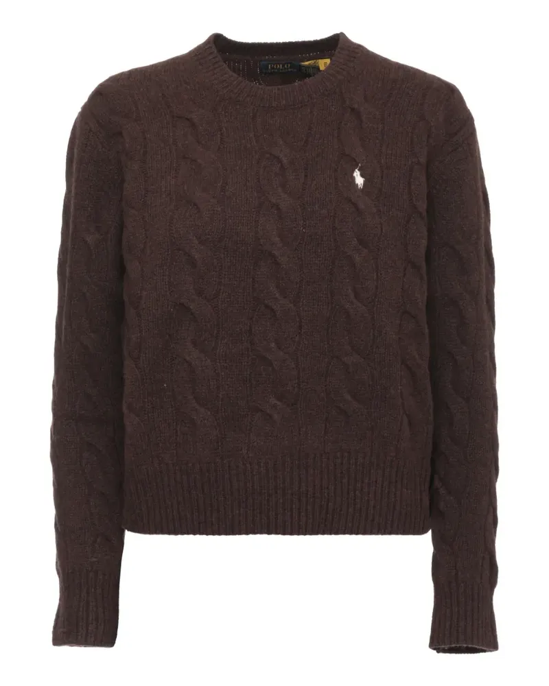 Ralph Lauren cable-knit logo-embroidered sweater - Braun Braun
