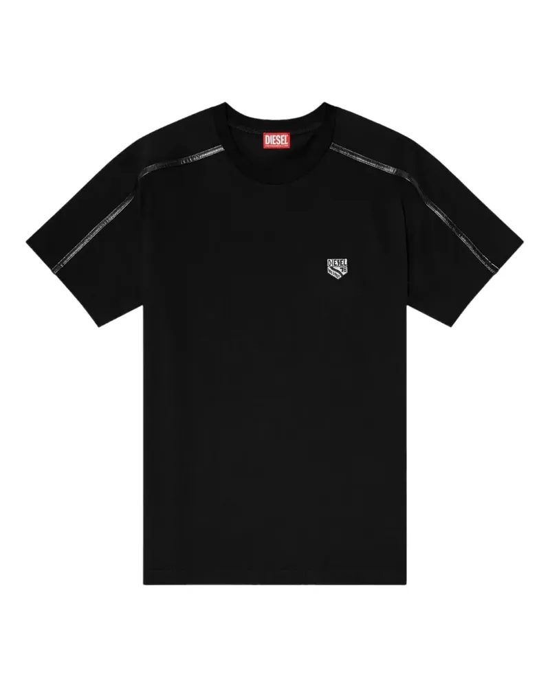 Diesel T-shirt with contrast trims and logo-patch - Schwarz Schwarz