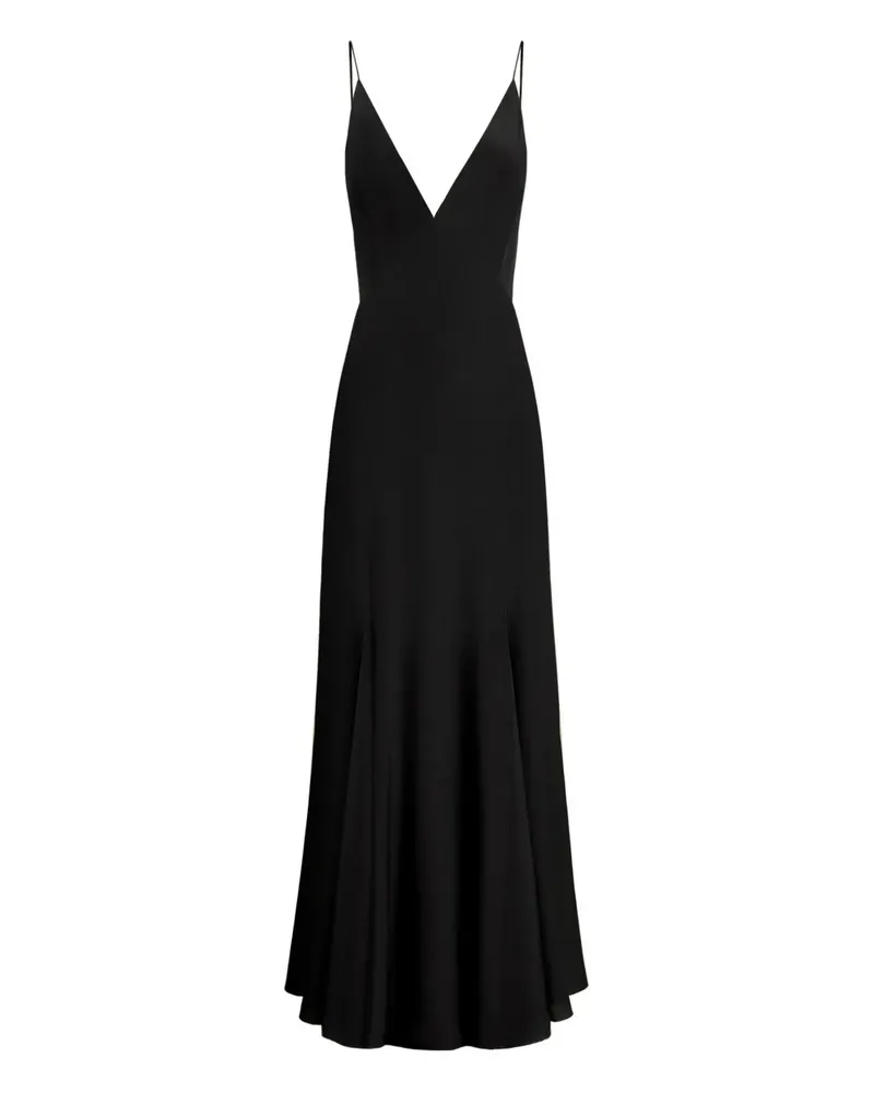 12 STOREEZ Ausgestelltes Kleid mit V-Ausschnitt - Schwarz Schwarz