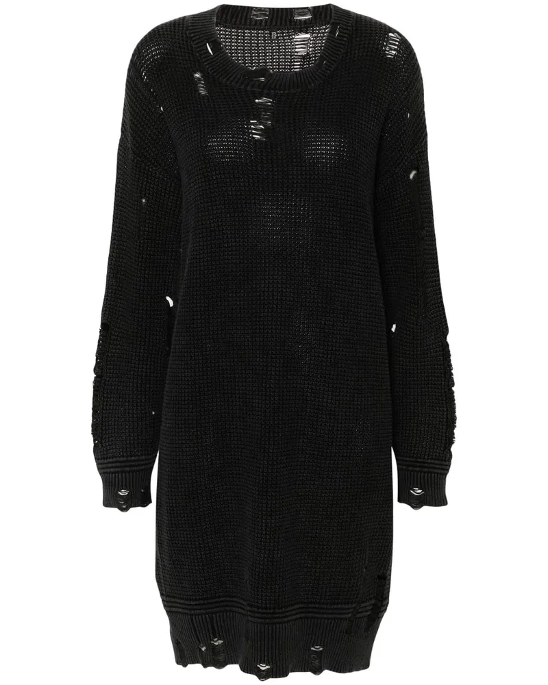 R13 Gestricktes Kleid in Distressed-Optik - Schwarz Schwarz