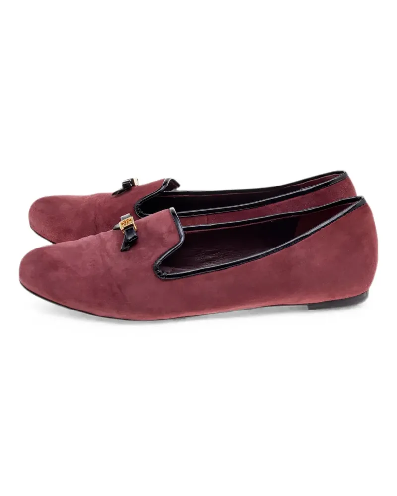 Tory Burch bow-detail suede loafers - Rot Rot