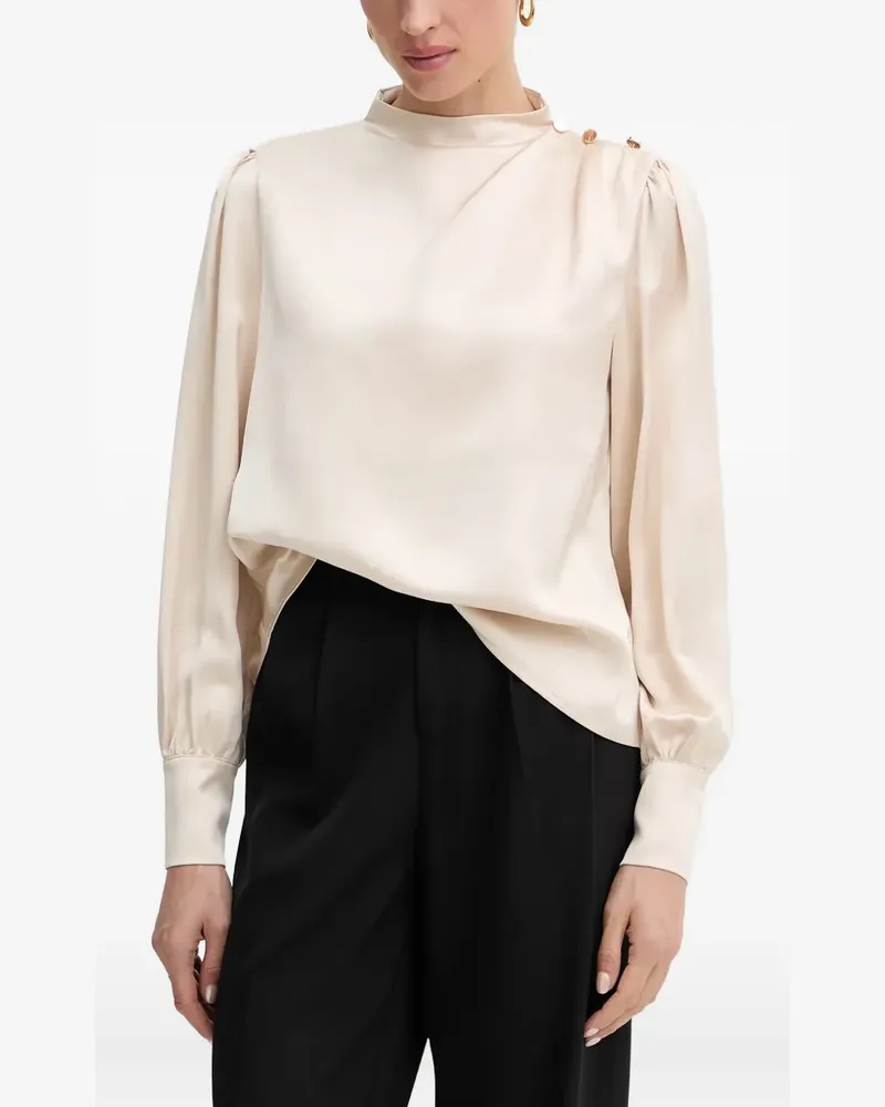 Fracomina mock-neck satin top - Nude Nude