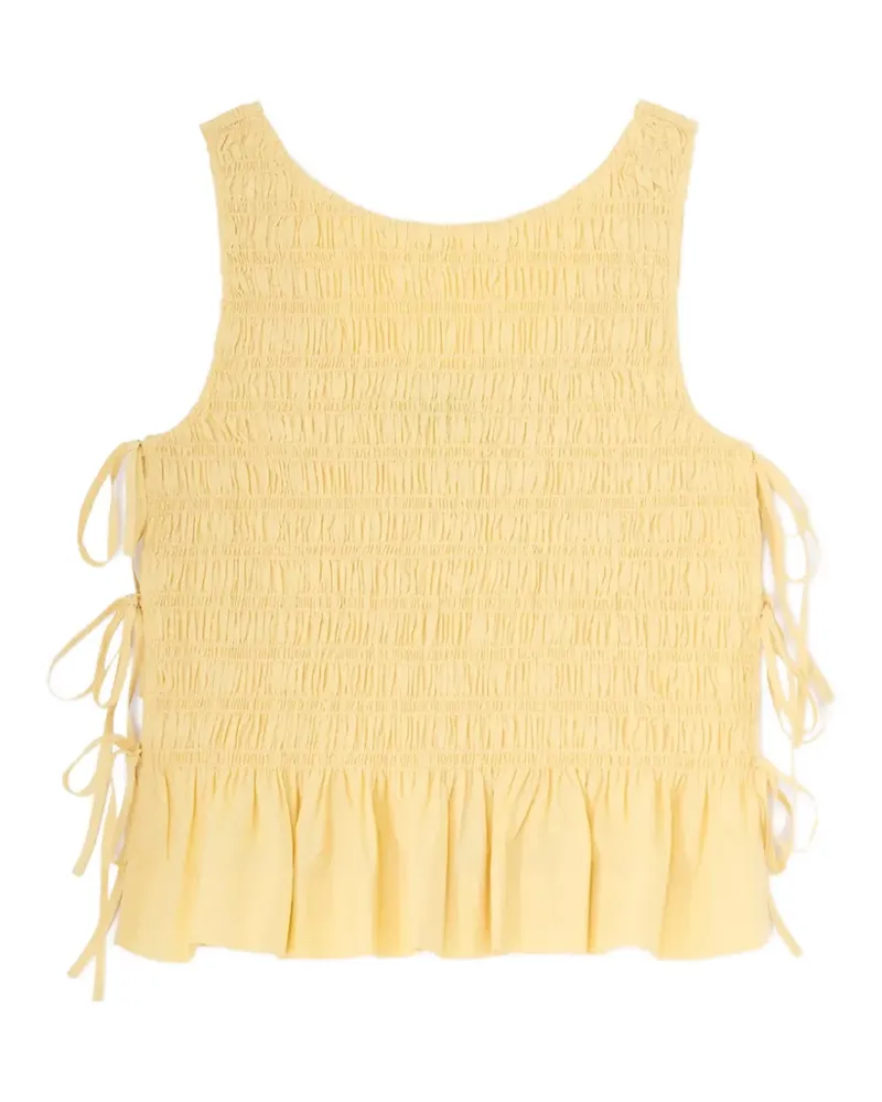 Ganni Gerafftes Tanktop mit Rüschen - Gelb Gelb