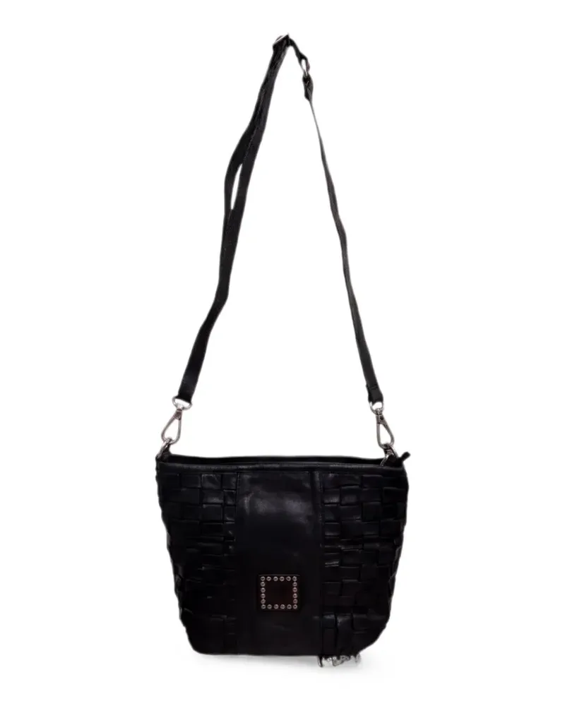 Campomaggi Beth woven-design studded shoulder bag - Schwarz Schwarz