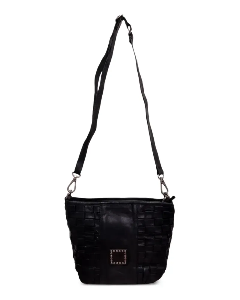Campomaggi Beth woven-design studded shoulder bag - Schwarz Schwarz