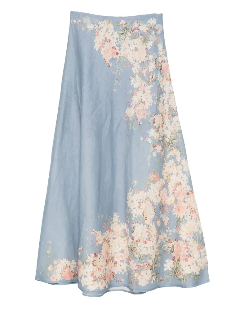 Zimmermann Cascadian Leinenrock mit Blumen-Print - Blau Blau