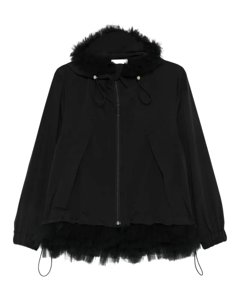 Noir Kei Ninomiya Kapuzenjacke mit Tüllbesatz - Schwarz Schwarz