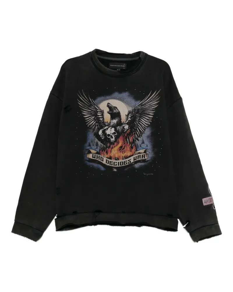 WHO DECIDES WAR Moon graphic distressed sweatshirt - Grau Grau