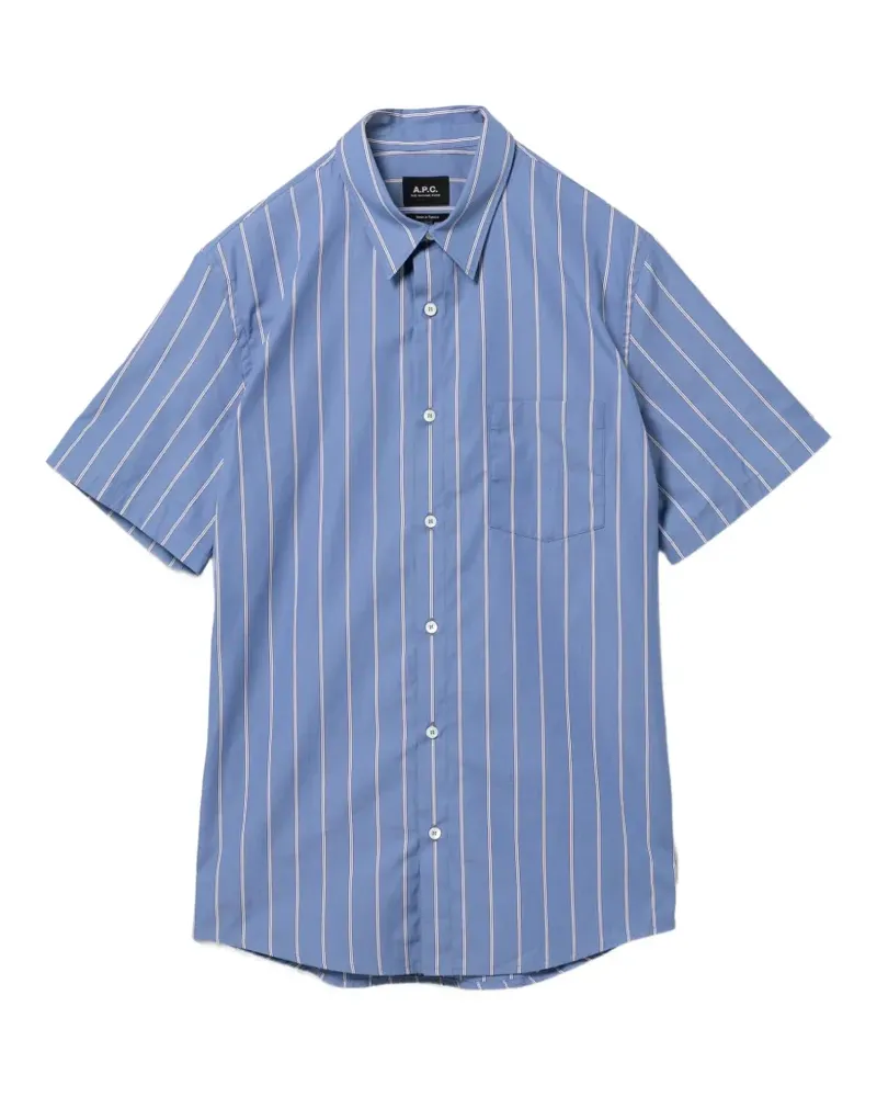 A.P.C. Hemd mit gestreifter Tasche - Blau Blau
