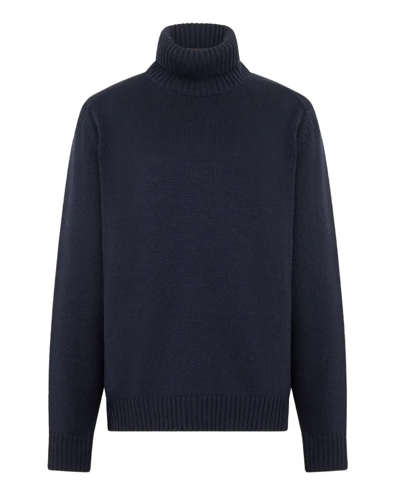 Slowear Gerippter Rollkragenpullover - Blau Blau