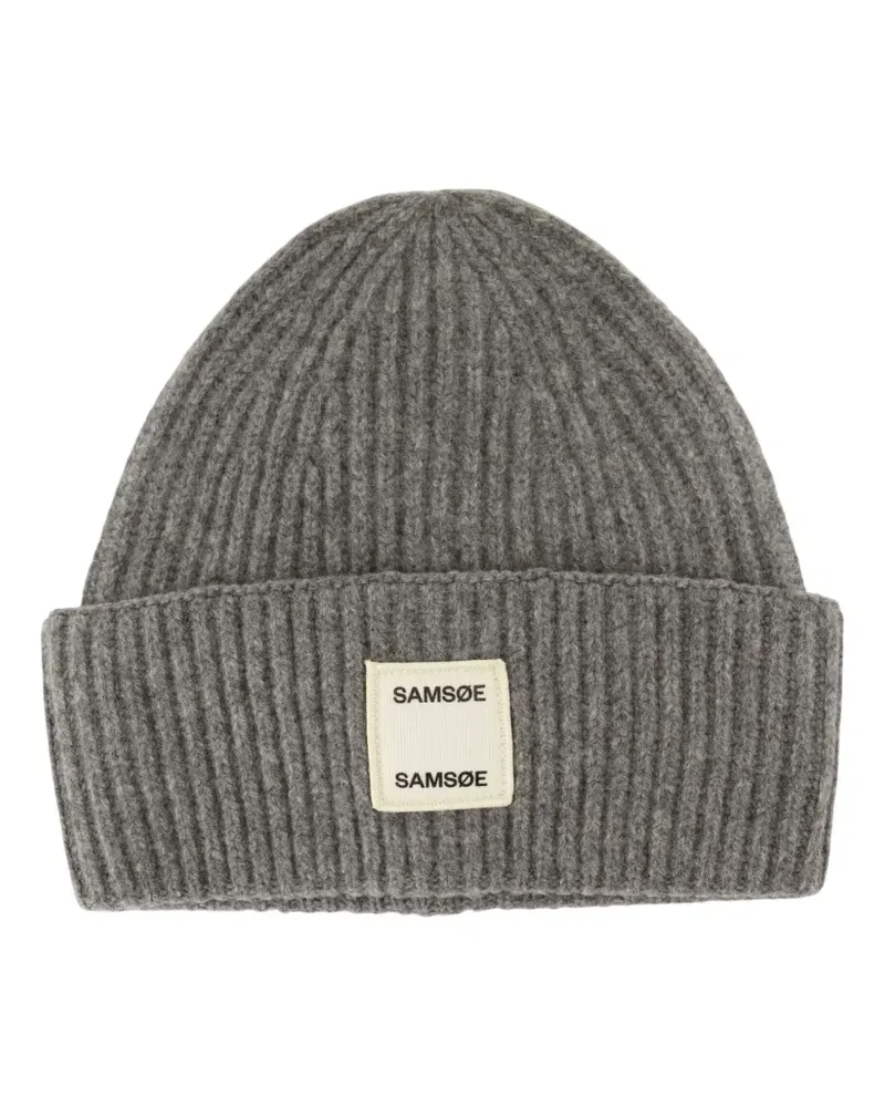 Samsøe & Samsøe Gerippte Beanie - Grau Grau