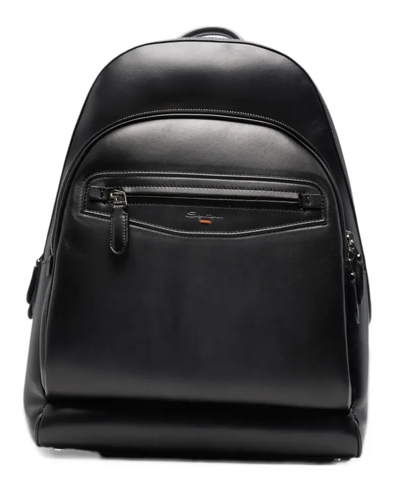 Santoni zip-around leather backpack - Schwarz Schwarz