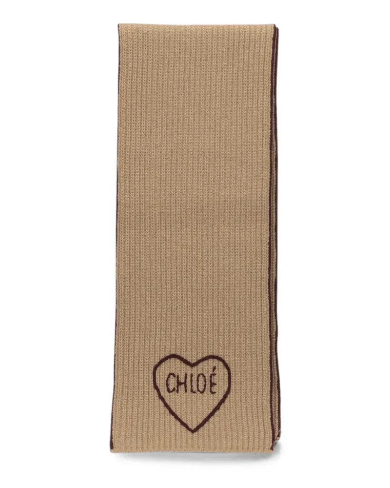 Chloé heart-embroidered scarf - Nude Nude