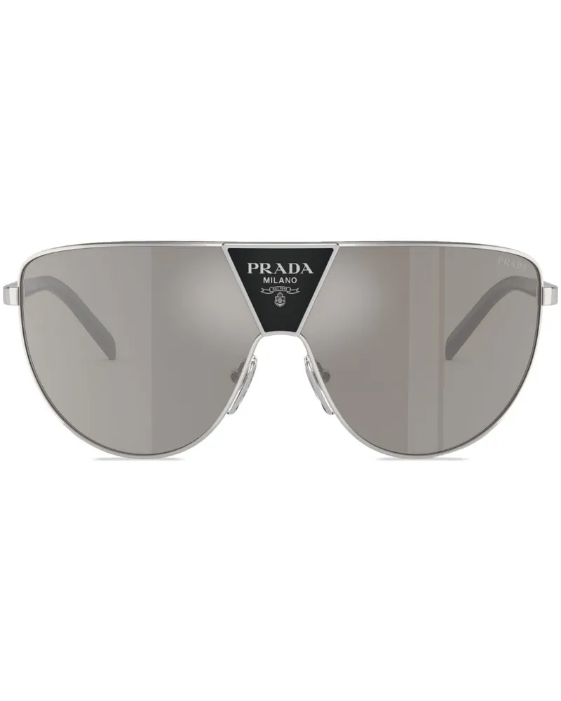 Prada Sonnenbrille mit Oversized-Gestell - Silber Silber