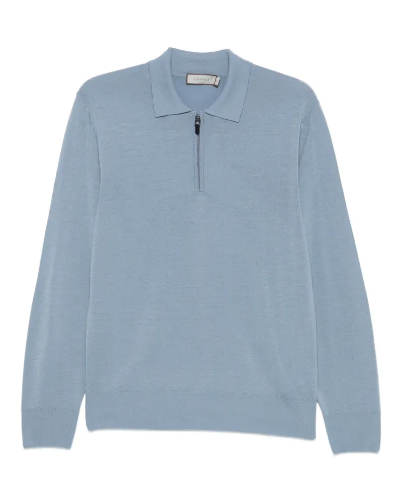 Canali Poloshirt mit Reißverschluss - Blau Blau