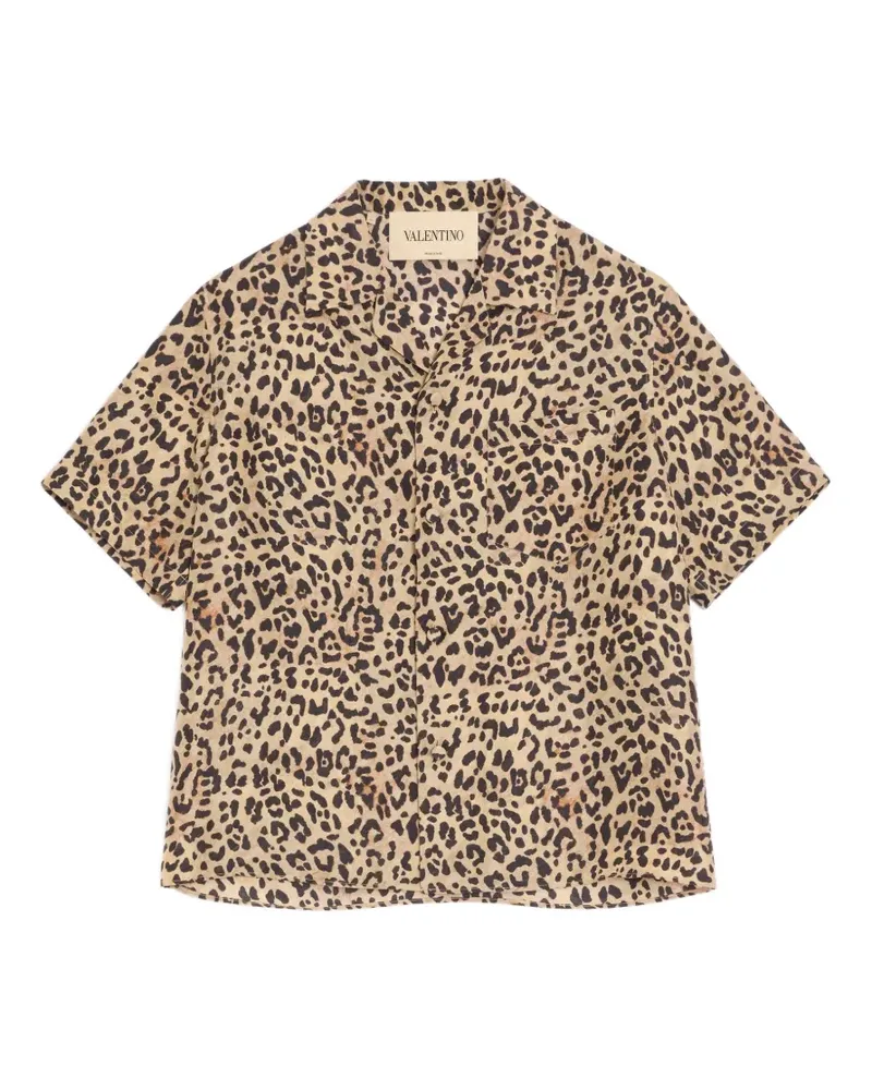 Valentino Garavani Bowling-Hemd aus Seide mit Fauve Eclat Animalier Print - Nude Nude