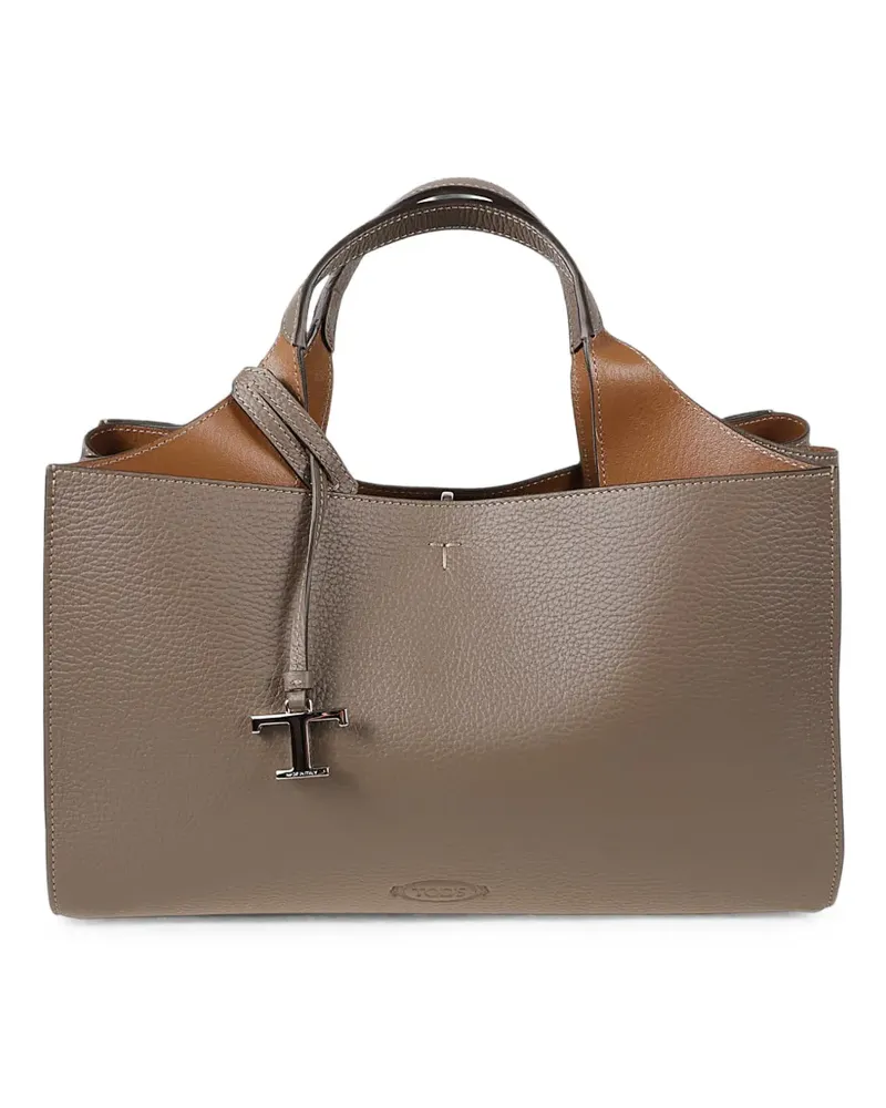 TOD'S T Timeless pebbled-leather tote bag - Braun Braun