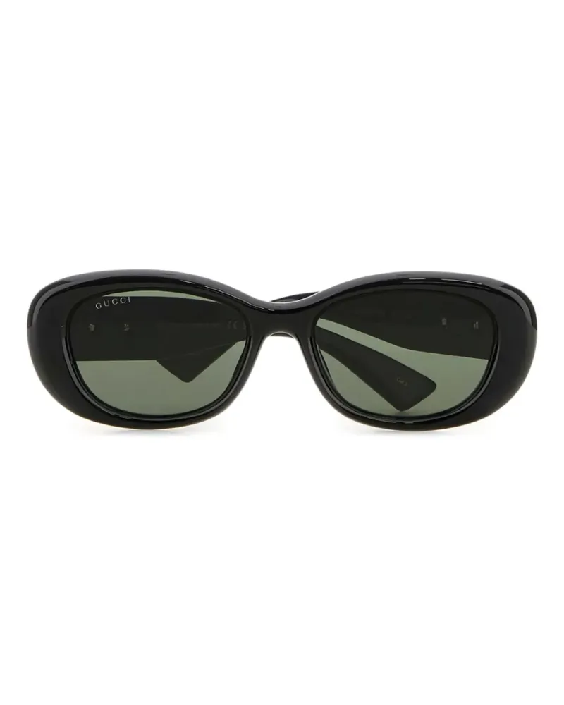 Gucci Sonnenbrille mit ovalem Gestell - Schwarz Schwarz