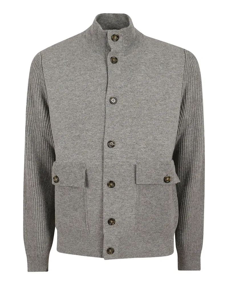 LARDINI Jacke mit Rippstrick-Einsatz - Grau Grau