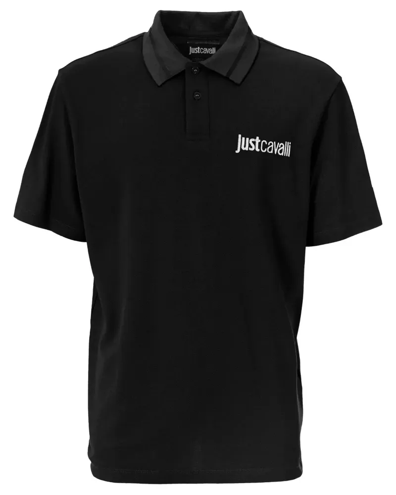 Just Cavalli Poloshirt mit Logo-Stickerei - Schwarz Schwarz