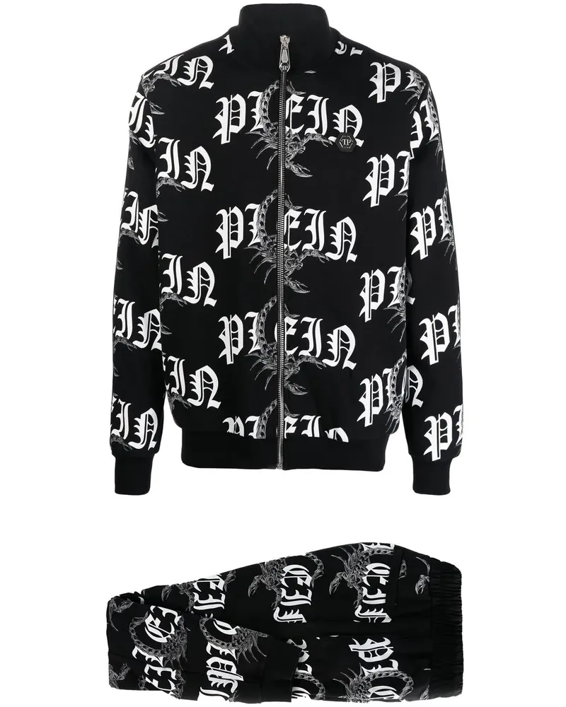 Philipp Plein Jogginganzug mit grafischem Print - Schwarz Schwarz
