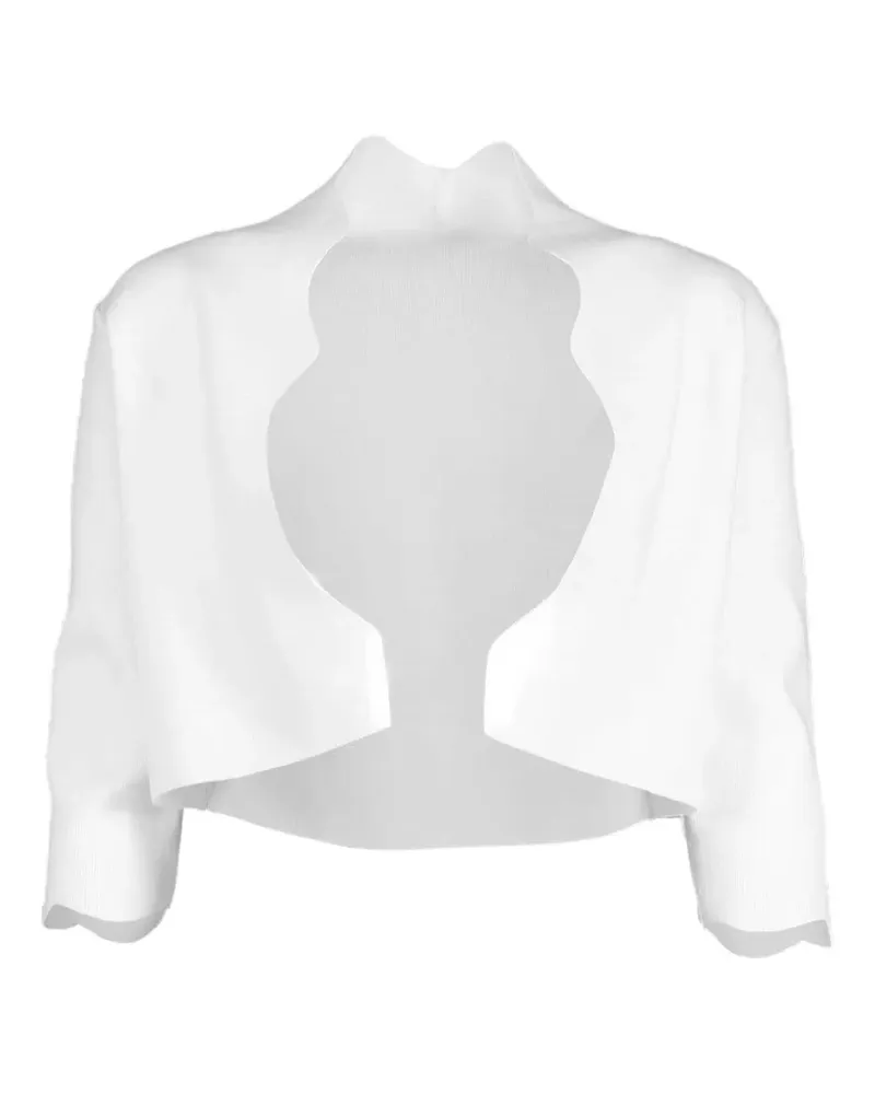 Lela Rose Gestrickter Bolero mit Wellensaum - Weiß Weiß