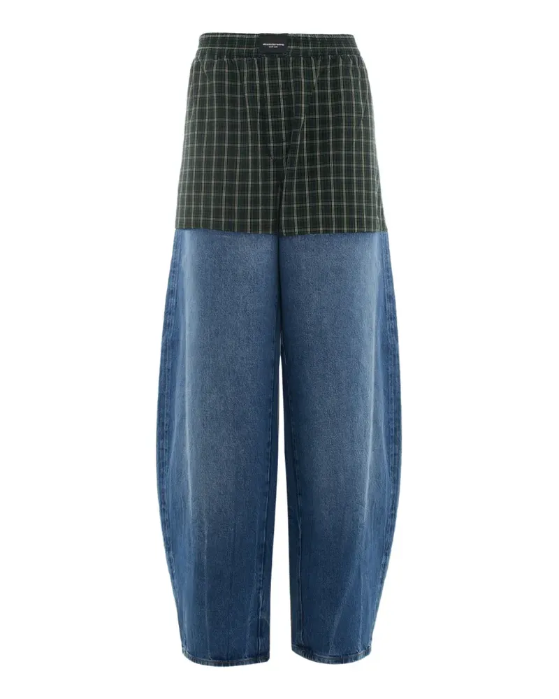 Alexander Wang layered check-pattern jeans - Blau Blau