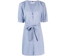 Gestreiftes Hemdkleid mit Gürtel - Weiß