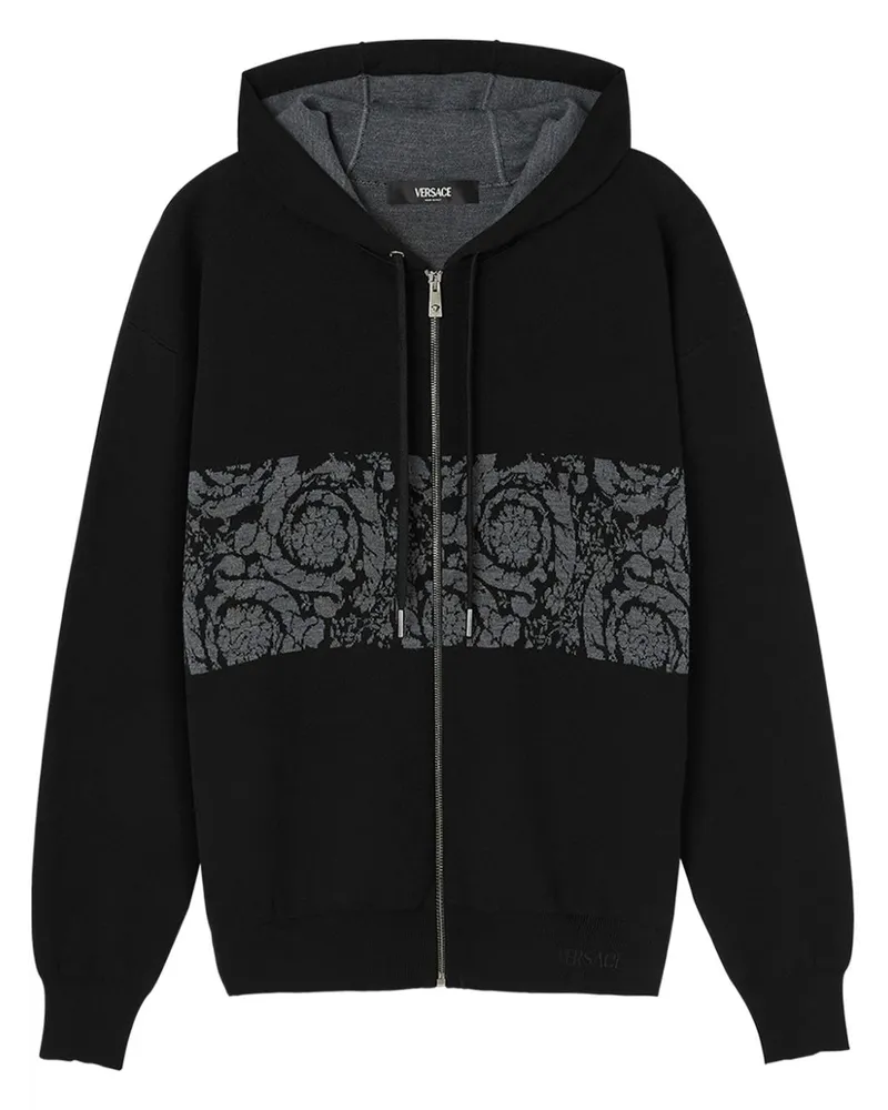 Versace Kapuzenjacke aus Barocco-Jacquard - Schwarz Schwarz