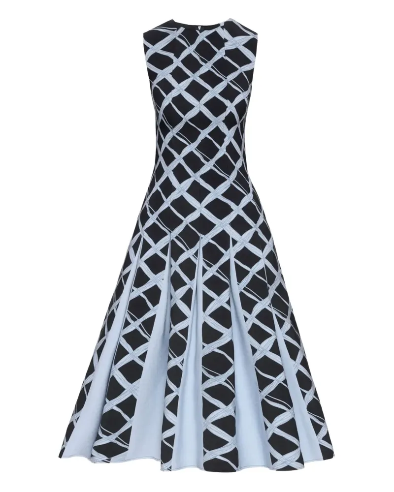 Oscar de la Renta Plissiertes Kleid mit Wellenmuster - Blau Blau