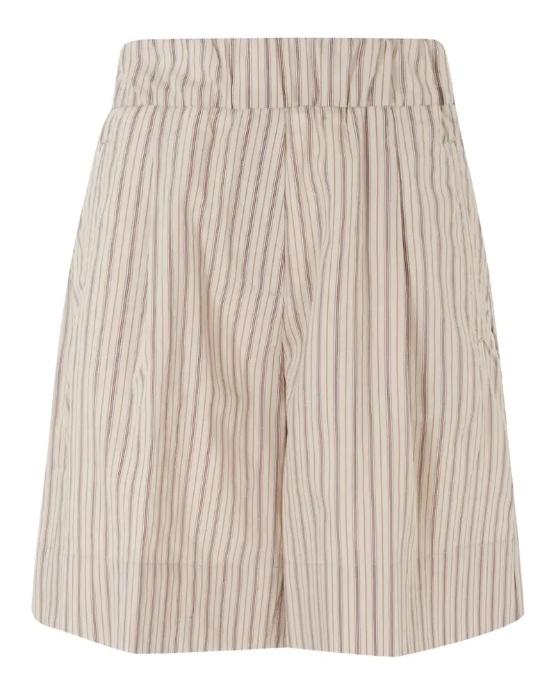 MYTHS striped elasticated-waist mini shorts - Nude Nude