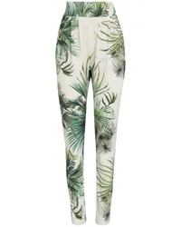 BRIGITTE leaf-print high-waisted trousers Weiß