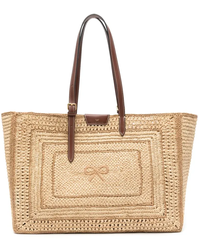 Anya Hindmarch Shopper aus Bast - Nude Nude