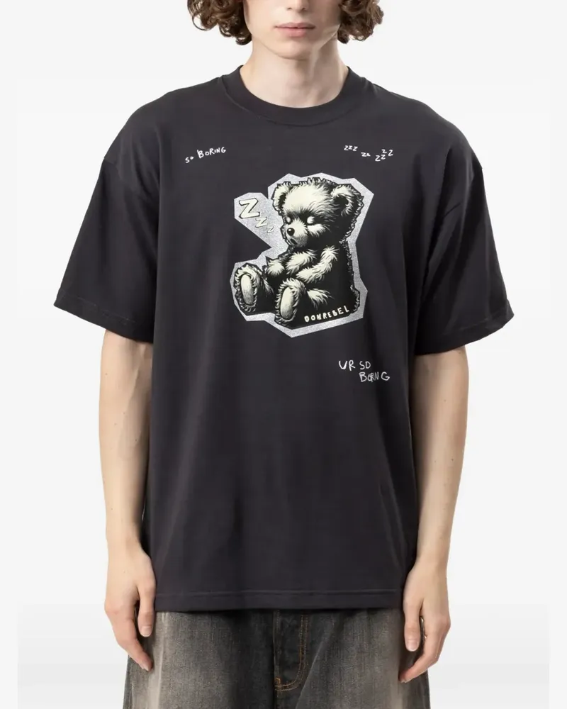 DOMREBEL ZZZ Bear T-Shirt mit Print - Schwarz Schwarz