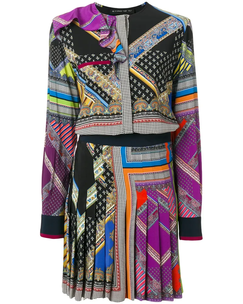 Etro Seidenkleid mit Mustermix - Mehrfarbig Mehrfarbig