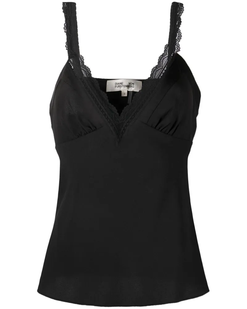 Diane von Furstenberg Top mit V-Ausschnitt - Schwarz Schwarz