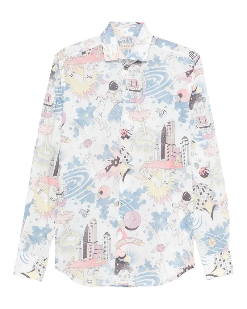 XACUS printed cotton shirt - Weiß Weiß