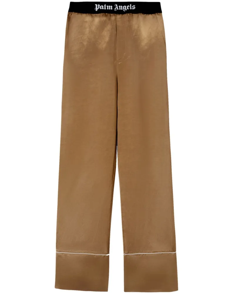 Palm Angels Satin-Pyjamahose mit Logo-Streifen - Nude Nude