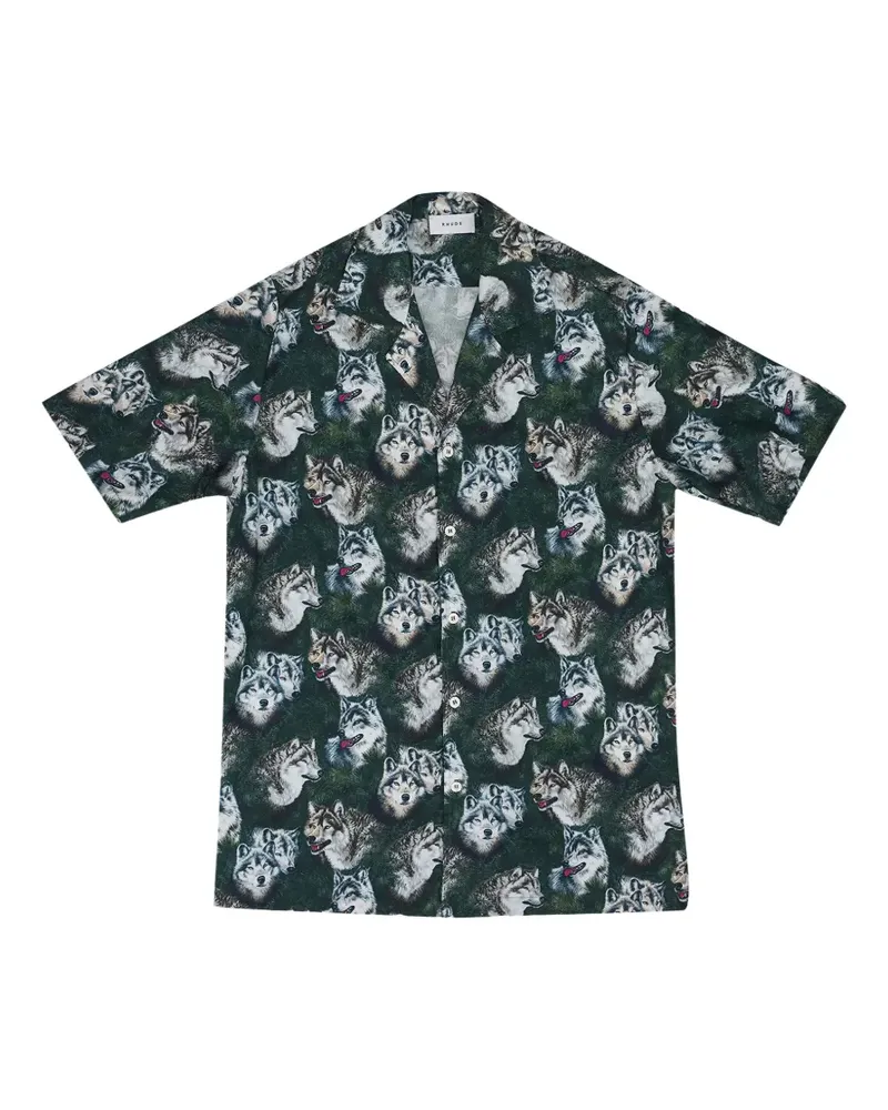 RHUDE T-Shirt mit Wolfs-Print - Grün Grün