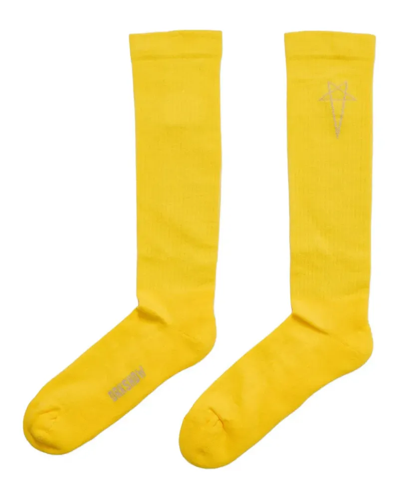 DRKSHDW by Rick Owens Pentagram knee high socks - Gelb Gelb