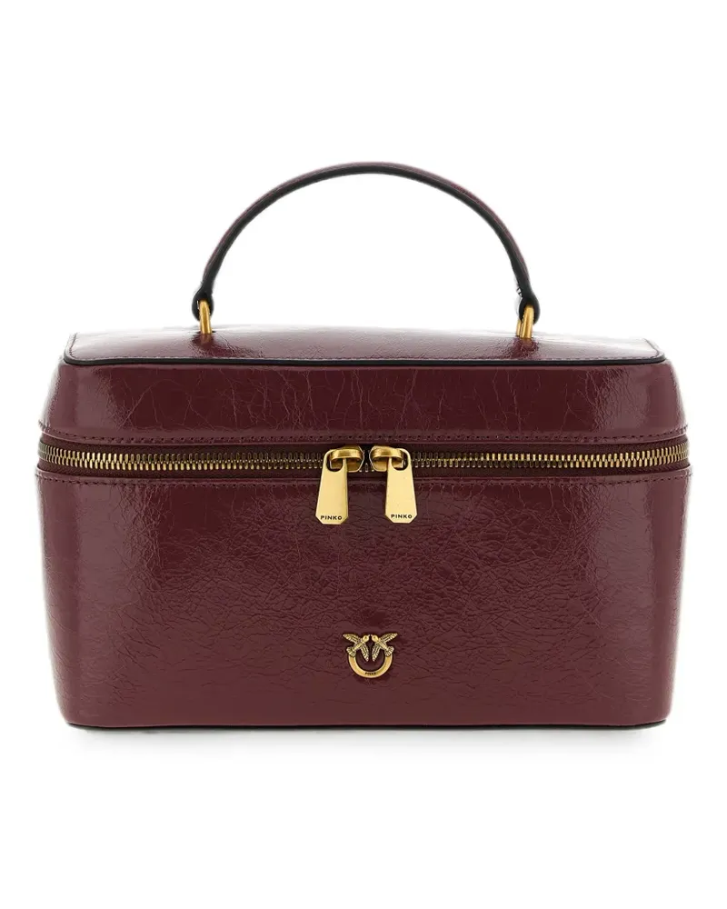 Pinko Love Birds crumpled leather tote bag - Rot Rot