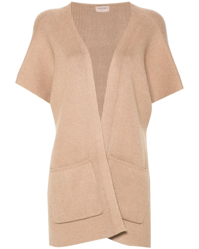 Twin-Set Poncho mit Logo-Stickerei - Nude Nude