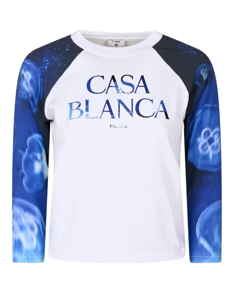 Casablanca Paris Medusa Sportive T-Shirt mit Logo - Weiß Weiß