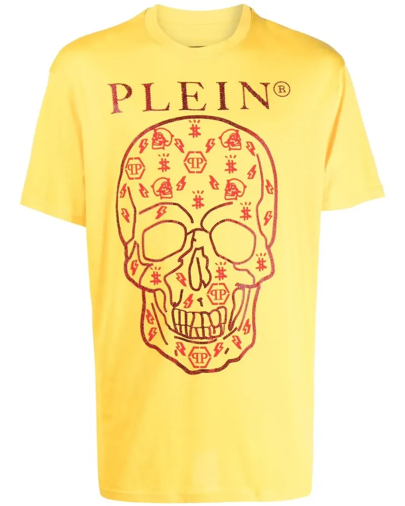 Philipp Plein T-Shirt mit Totenkopf-Print - Gelb Gelb