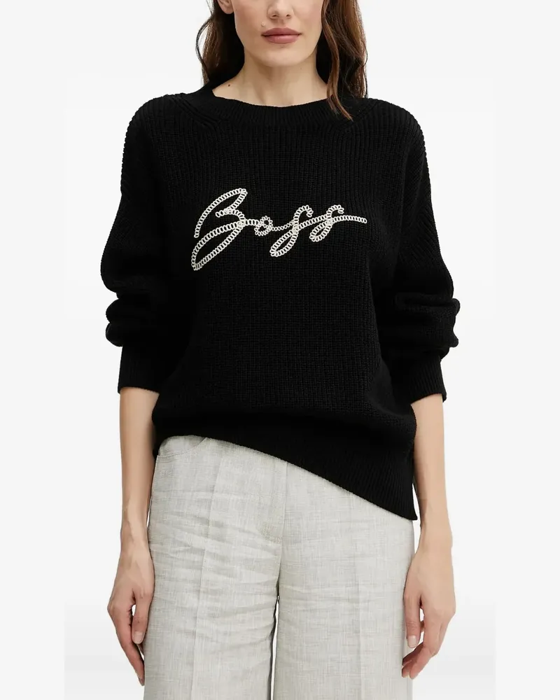 HUGO BOSS Pullover mit Logo-Stickerei - Schwarz Schwarz
