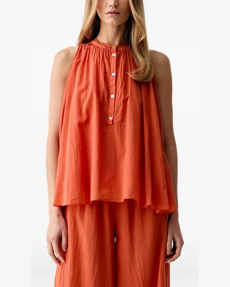 VICOLO Gerafftes Oberteil mit Knopfleiste - Orange Orange