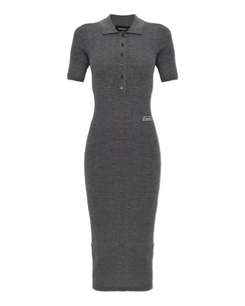 Dsquared2 Poloshirtkleid aus geripptem Strick - Grau Grau