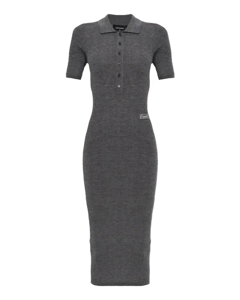 Dsquared2 Poloshirtkleid aus geripptem Strick - Grau Grau