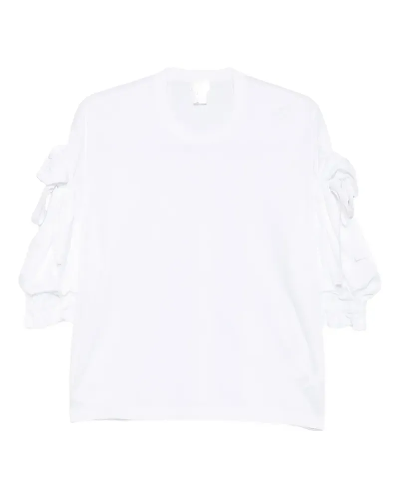 Noir Kei Ninomiya ruffled bow-detail T-shirt - Weiß Weiß
